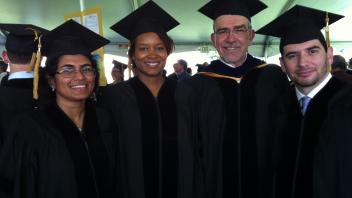Graduation day: Saumya Wickramasinghe, Rashida Lathan and Rodrigo Gularte with Professor Medrano, June 2012