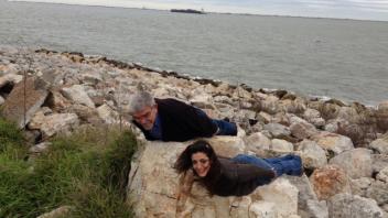 Juan Medrano and Angela Canovas planking in Galveston, Texas, 2013
