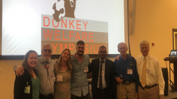 Left to right: Holly Brown, Iowa State University, Dr. Marco     Oviedo, Chimayo, NM, Dr. Amy McLean,, Dr. Francisco Javier  Navas González, Córdoba, Spain, Dr. Shabaan Farid, Cairo, Egypt, Dr. Eric Davis, VMTH and Dr. Harry Warner, past President American Association of Equine Practitioners.
