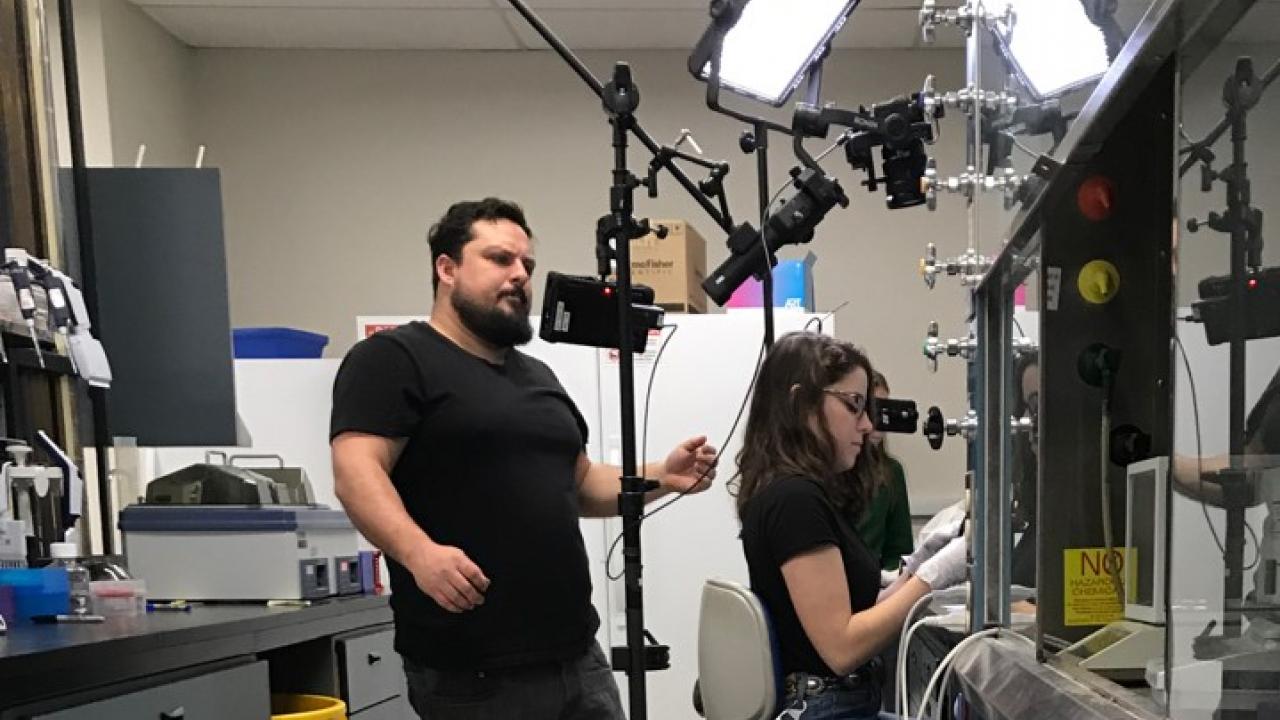Brandon Vedder and Tasha Thompson in Miller Lab